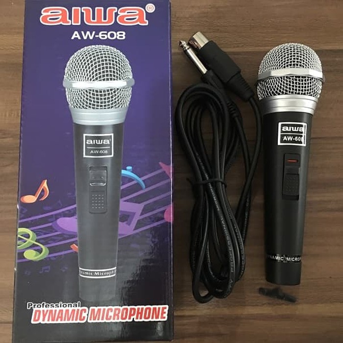 Mic Michropone Mik Karaoke Kabel Aiwa AW608 Bagus Berkualitas