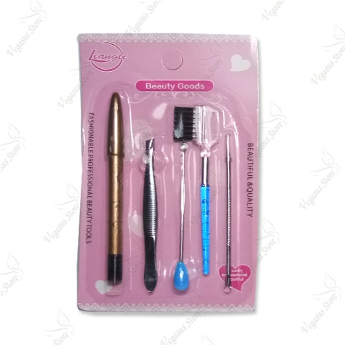 1 set Isi 5 Pcs Alat Perlengkapan Kecantikan wajah(Pinset komedo/Pinset Pencabut alis/Korekan Kuping/Sikat&amp;Sisir/Pensil alis)-Vegasus Store(COD)