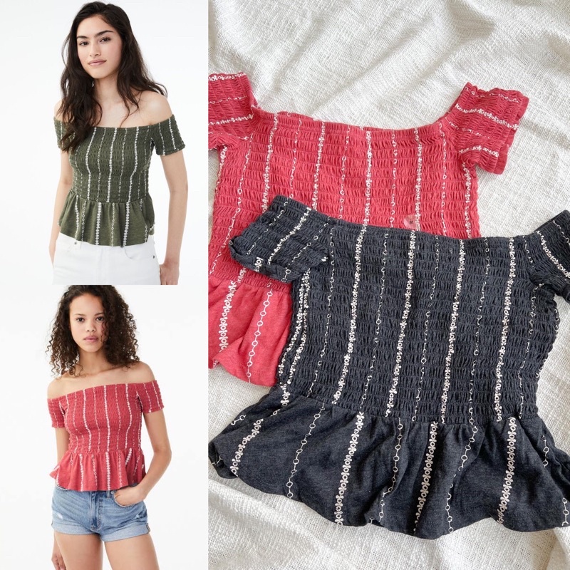 Aeropostale Smocked Peplum Top