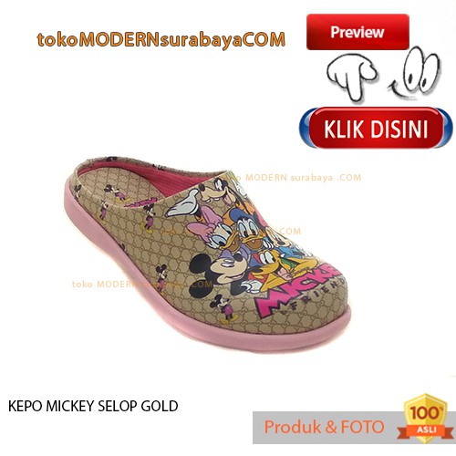 SEPATU SANDAL ANAK KARAKTER PRINTING KEPO MICKEY SELOP GOLD