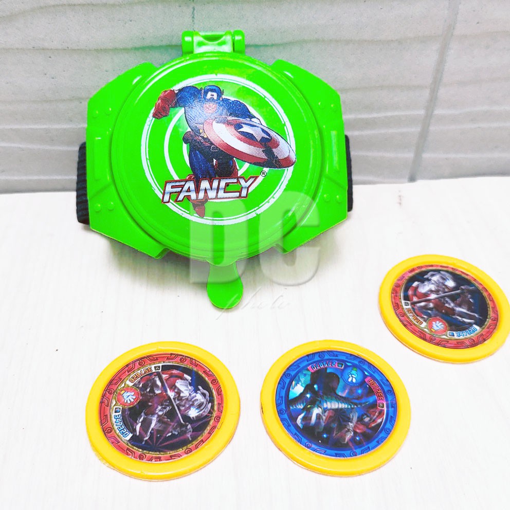 MURAH!!! FANCY SUPER SOLDIER GELANG TEMBAKAN TAZOS SUPERHERO JAM PELONTAR KOIN