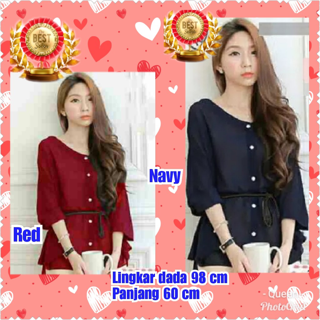 TERMURAH BLOUSE FINNY RED/NAVY / TERBARU /TERPOPULER/TERLARIS/KONDANGAN/PESTA/TERMURAH