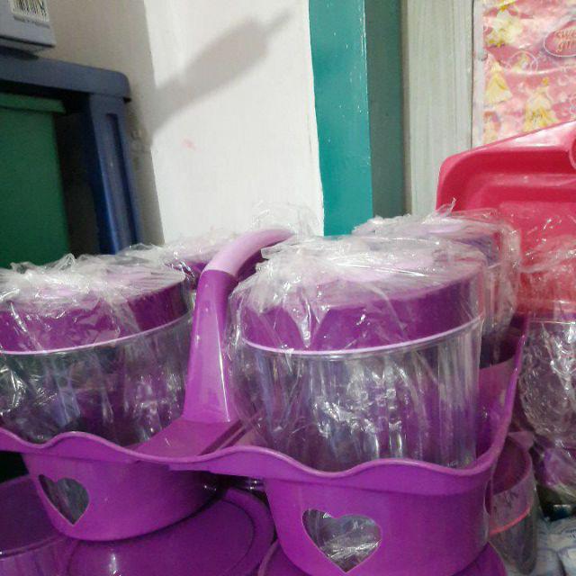 Toples Kue Set Golden Sinkist Isi 4 Toples Kristal Tbk 1096 Dan Keranjang Rak Toples Rt 9004