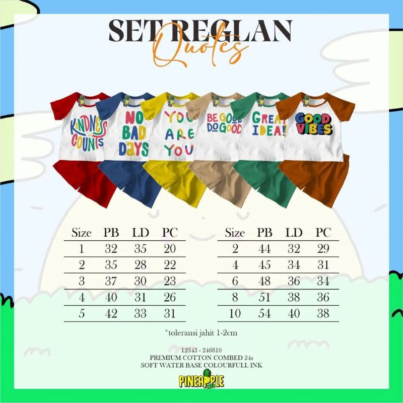 SETELAN REGLAN QUOTES KIDS