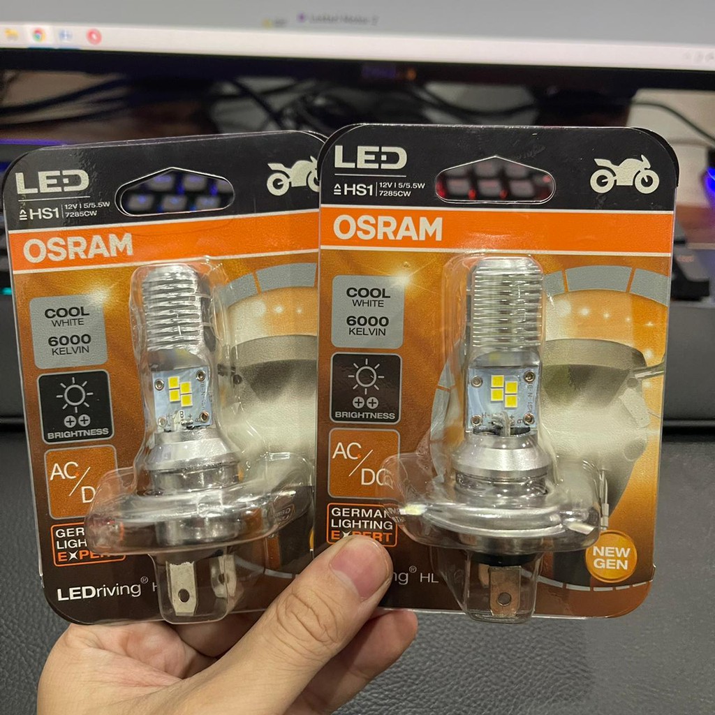 BOHLAM LAMPU DEPAN OSRAM LED HS1 H4 VIXION BYSON R15 RR MONO 7285CW AC DC PNP ISI 2PC