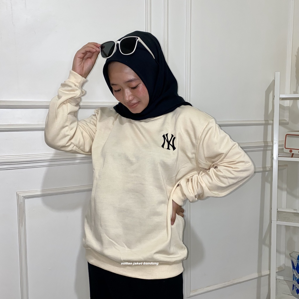 NY SWEATER CRAWNECK ZUMBO Size || SWEATSHIRT BASIC NY LOGO NY BORDIR PRIA DAN WANITA Sz M - XXL II 17 WARNA