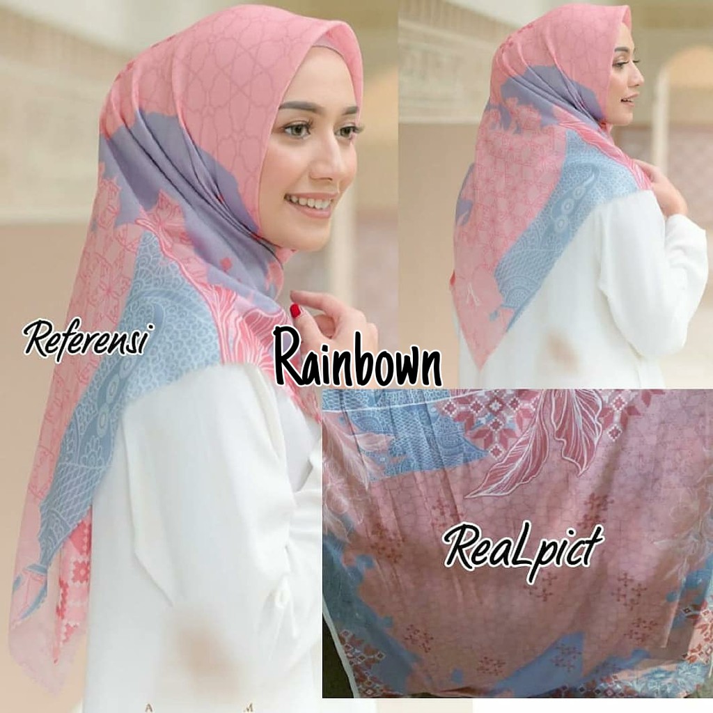 Kerudung Segiempat / Pashmina /Jilbab Fashion Muslim / Bahan Katun Voal Full Printing / Motif Bunga