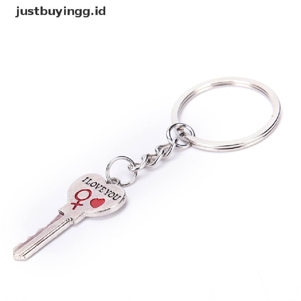 [justbuyingg.id] 1 Pair I LOVE YOU Letter Keychain Heart Key Ring Souvenirs Valentine's Day Gift ID