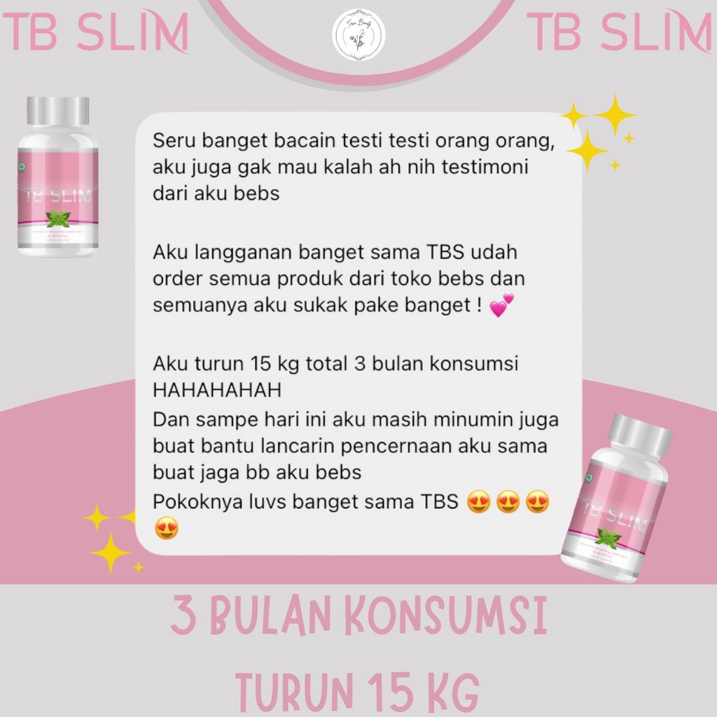 TB SLIM NEW STRONG FORMULA - OBAT DIET  TURUN 10-15 KG Dalam 1 BULAN - Pelangsing BPOM &amp; HALAL ISI 30 KAPSUL