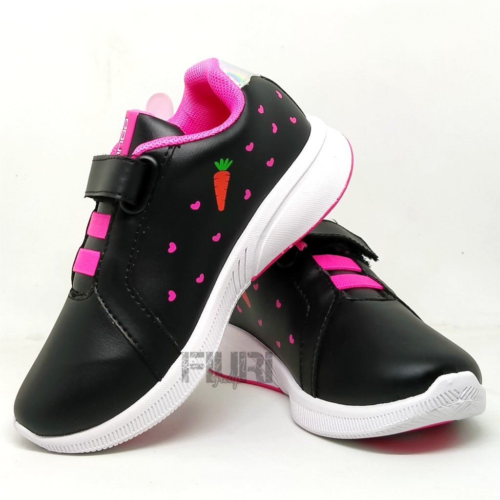 FIURI - ANDO ORIGINAL - CUTE BUNNY PEREKAT 29-32 HITAM PINK - SEPATU SNEAKERS KANVAS SOL KARET ANAK KECIL PEREMPUAN  - SEPATU KELINCI KETS LUCU FASHION TRENDY - SEPATU SEKOLAH PAUD TK KRETEKAN PEREKAT CEWEK MURAH PROMO DISKON BONUS KAOS KAKI