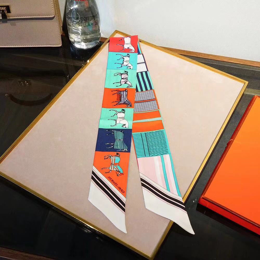 HERMES H Home Silk Twilly Tree Song Bag Handle Strap New Small Silk Scarf Thin Narrow Strip Ribbon H