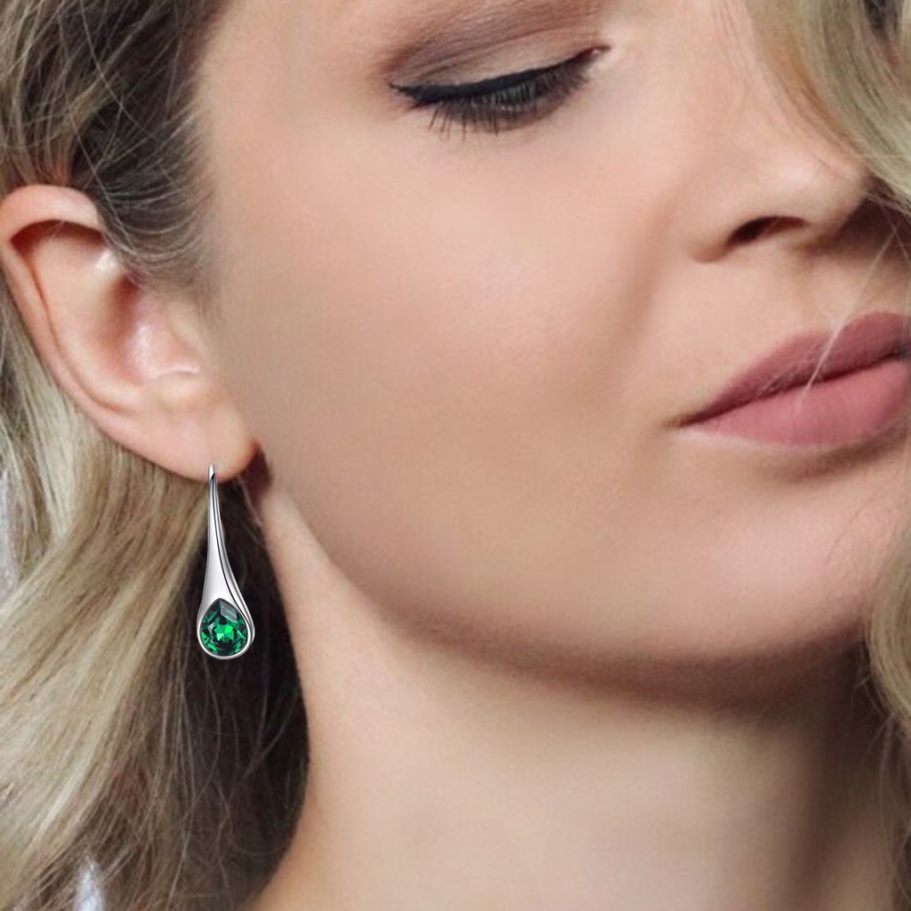 Hu Hu Hu Hu Hu Alat Bantu Pasang Kacamata♡ 1 Pasang Anting Kait Gantung Wanita Bentuk Tetesan Air Hias Berlian Imitasi Untuk Pesta