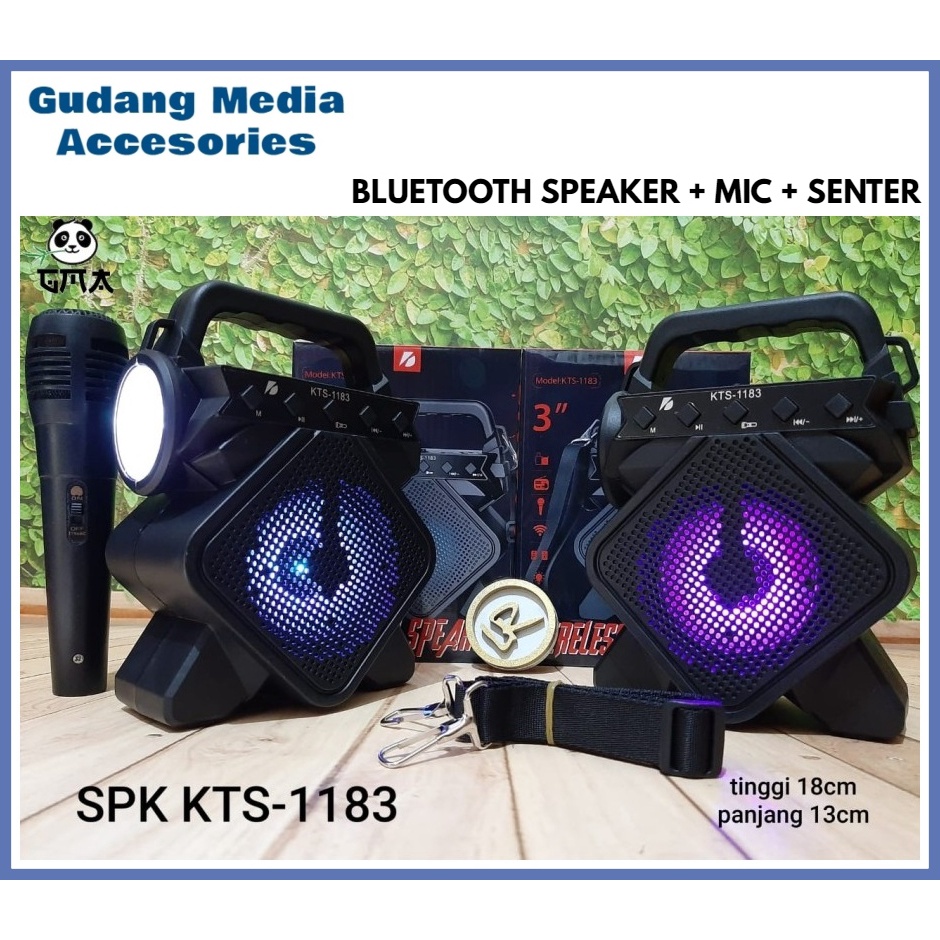 Speaker Music Box Wireless Bluetooth KTS 1183  + Mic + Senter ukuran 3 inch