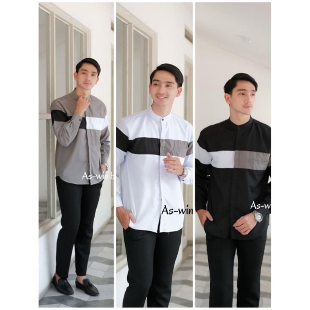 Kemeja koko pria dewasa / baju koko lengan panjang terbaru / baju koko kombinasi / kemko model terba