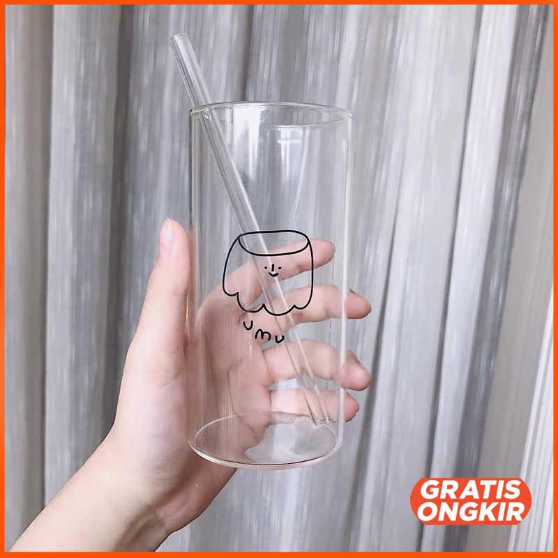 Gelas Unik Japanese Style Glass Cup Heat Resistant - MD18 400ml