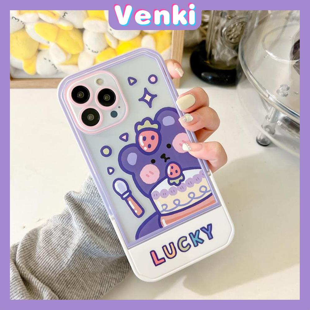 iPhone Case Acrylic Invisible Folding Stand Silicone Soft Case Airbag Shockproof Camera Cover Bear Cute Cartoon Compatible For iPhone 11 Pro Max 13 Pro Max 12 Pro Max 7Plus XS Max