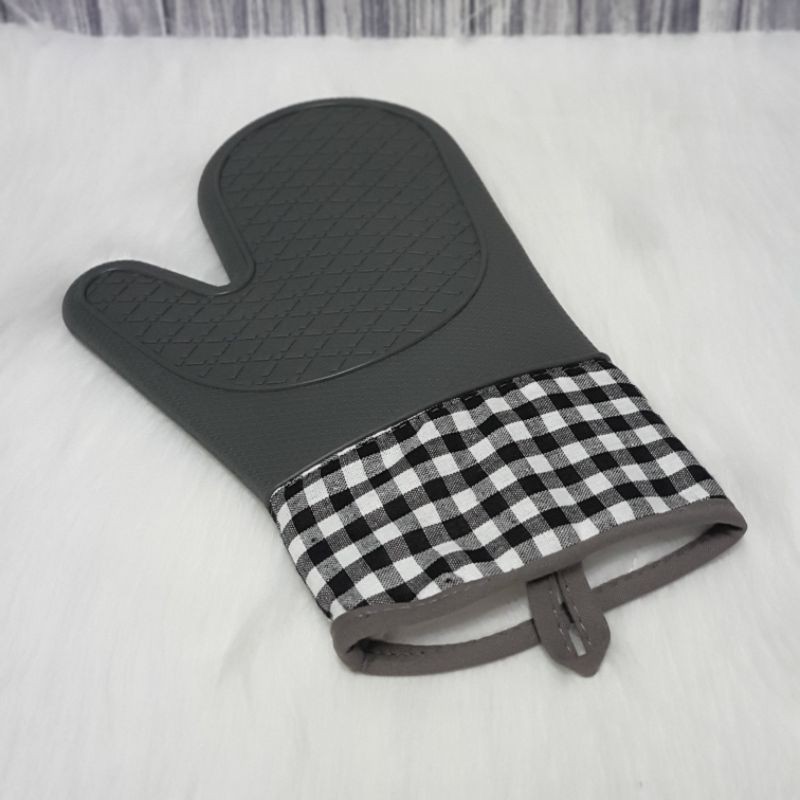 silicone oven mitten with cotton inner / sarung tangan silikon