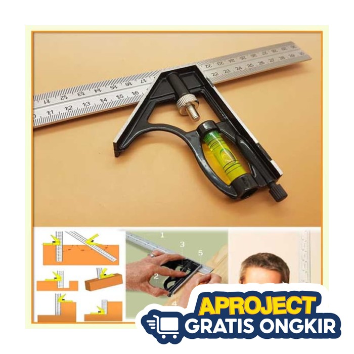 

Mistar Penggaris Siku Tukang Multifungsi - ZEAST - Black