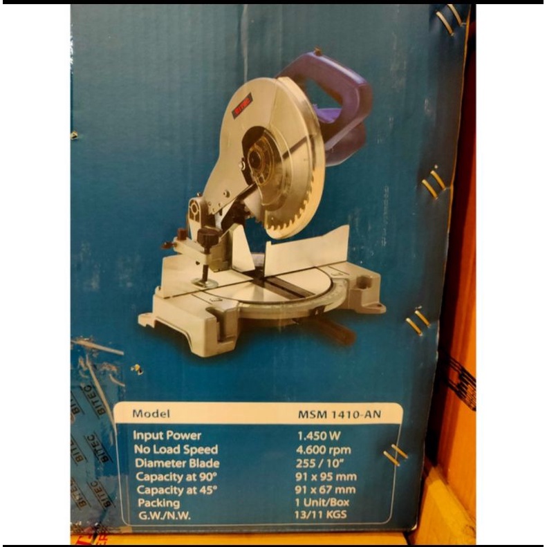 bitec MSM1410 miter saw mesin potong alumunium besi kayu MSM 1410