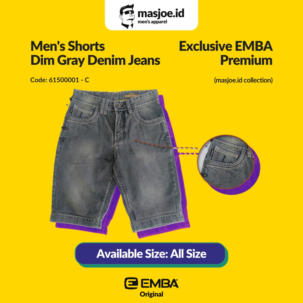 Celana Pendek Pria EMBA Original - Dark Denim Jeans