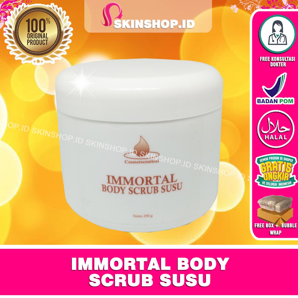 Immortal Body Scrub Susu 250ml Original / Lulur Tubuh BPOM Aman