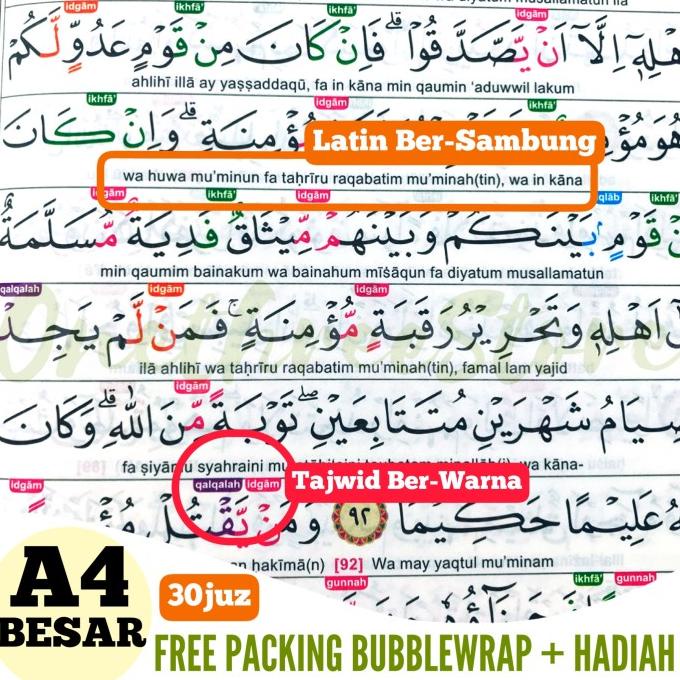 

AlQuran BESAR A4 LATIN PEMULA Mudah Baca Al Quran Tajwid Warna Lengkap Star Seller Termurah