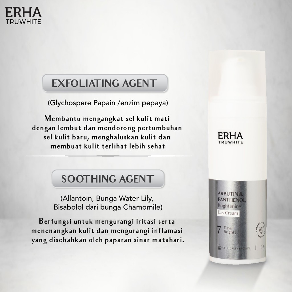 CS- ERHA Truwhite Arbutin &amp; Panthenol Brightening Day Cream 30g - Pelembab Pencerah Wajah/krim mencerahkan wajah/cream mencerahkan wajah/krim melembabkan wajah/cream melembabkan wajah