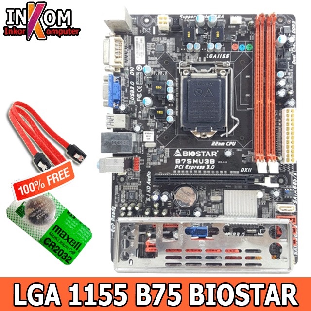 Mobo Mainboard Motherboard B75 LGA 1155 Biostar Onboard