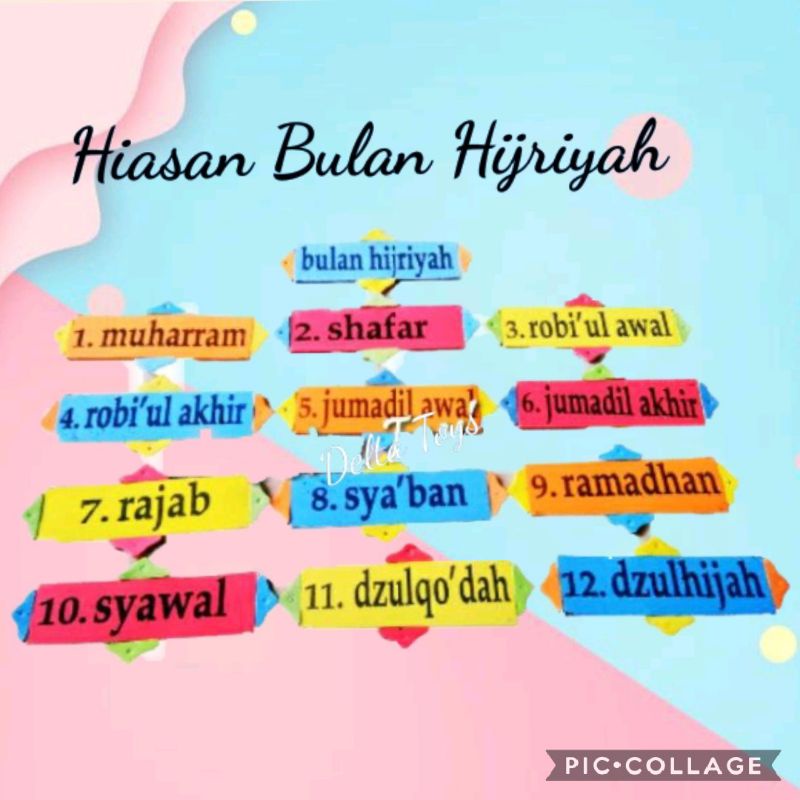 HIASAN GANTUNG RUANG KELAS / RUMAH - NAMA BULAN HIJRIYAH , SEKOLAH PAUD TK APE / KAMAR ANAK