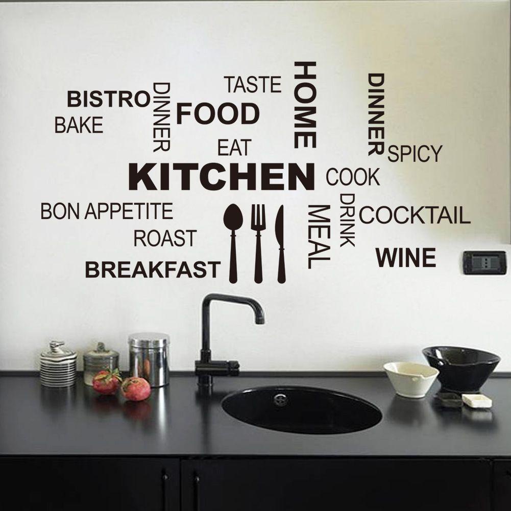 Populer Stiker Huruf Dapur Ruang Tamu Removable Dekorasi Rumah Quotes Mural Decal