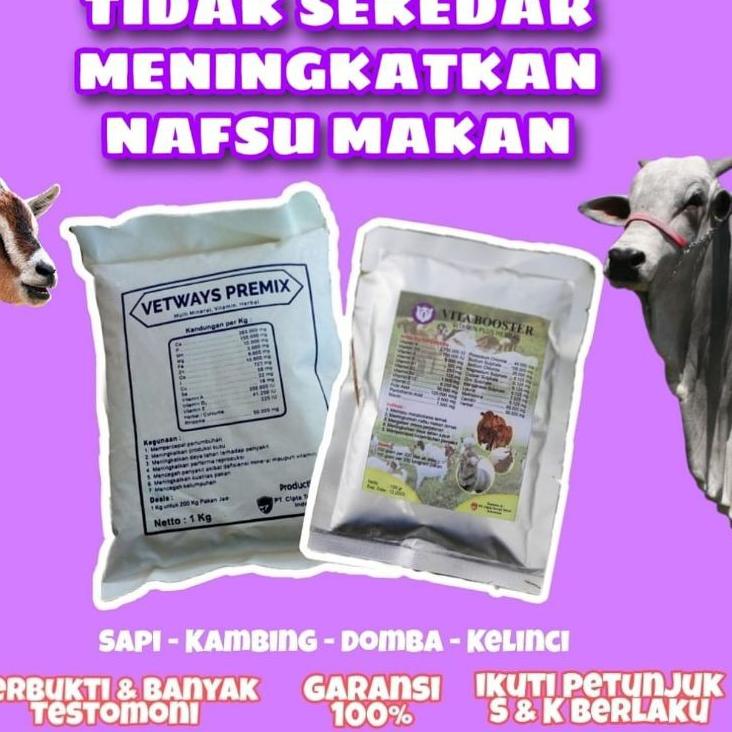 

[KODE 0Z9E8] Vetways Premix + Vitabooster Paket vitamin penggemuk sapi kambing domba