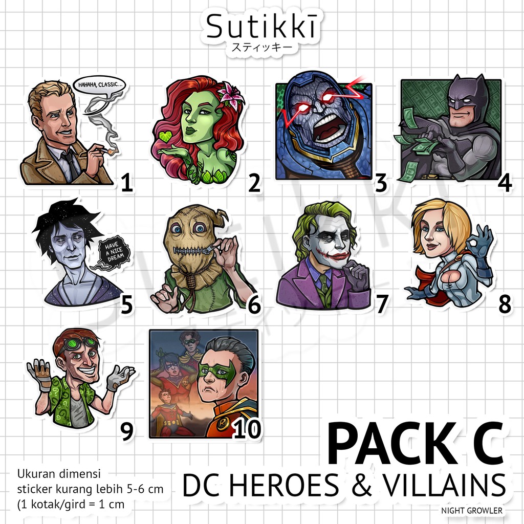 Sutikki | Sticker Pack DC Heroes and Villains Die Cut Vinyl Pack Stiker Gambar Tempel Laptop Marvel