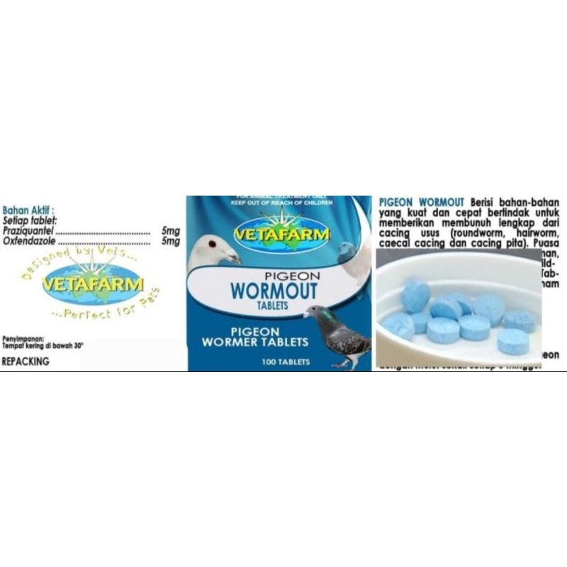 Obat cacing Vetafarm /isi 5 tablet Wormout