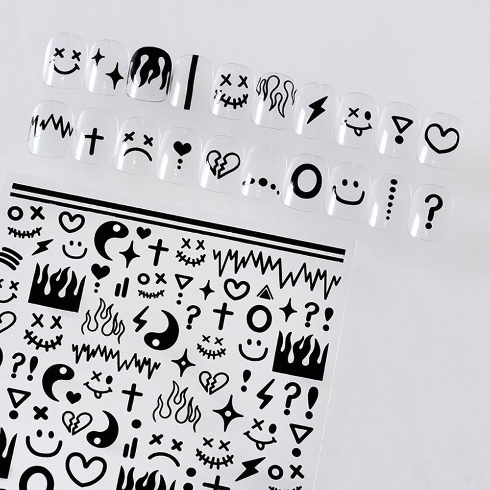 Mxbeauty Stiker Kuku Motif Kartun Kelinci / Anjing / Api / Smiley Multiwarna Untuk Aksesoris Nail Art / Manicure Diy