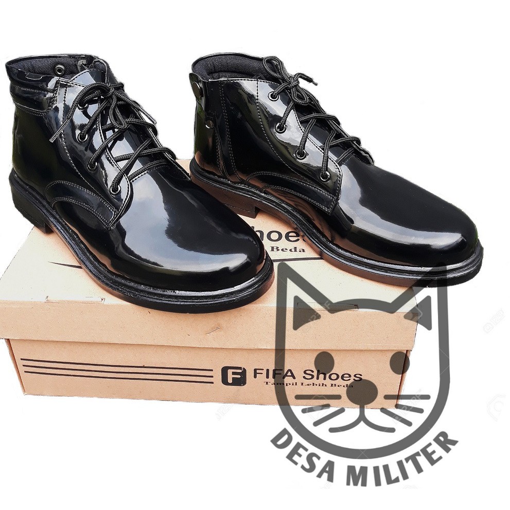 Sepatu PDH Polri - Sepatu PDH Pantofel Resleting Kilap