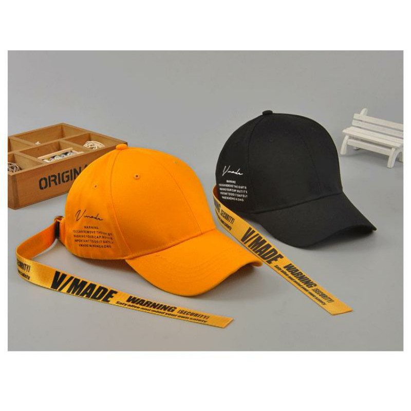 Original Topi Baseball Cap Tali Strap Panjang V/Made gaya Korea Kpop Bts