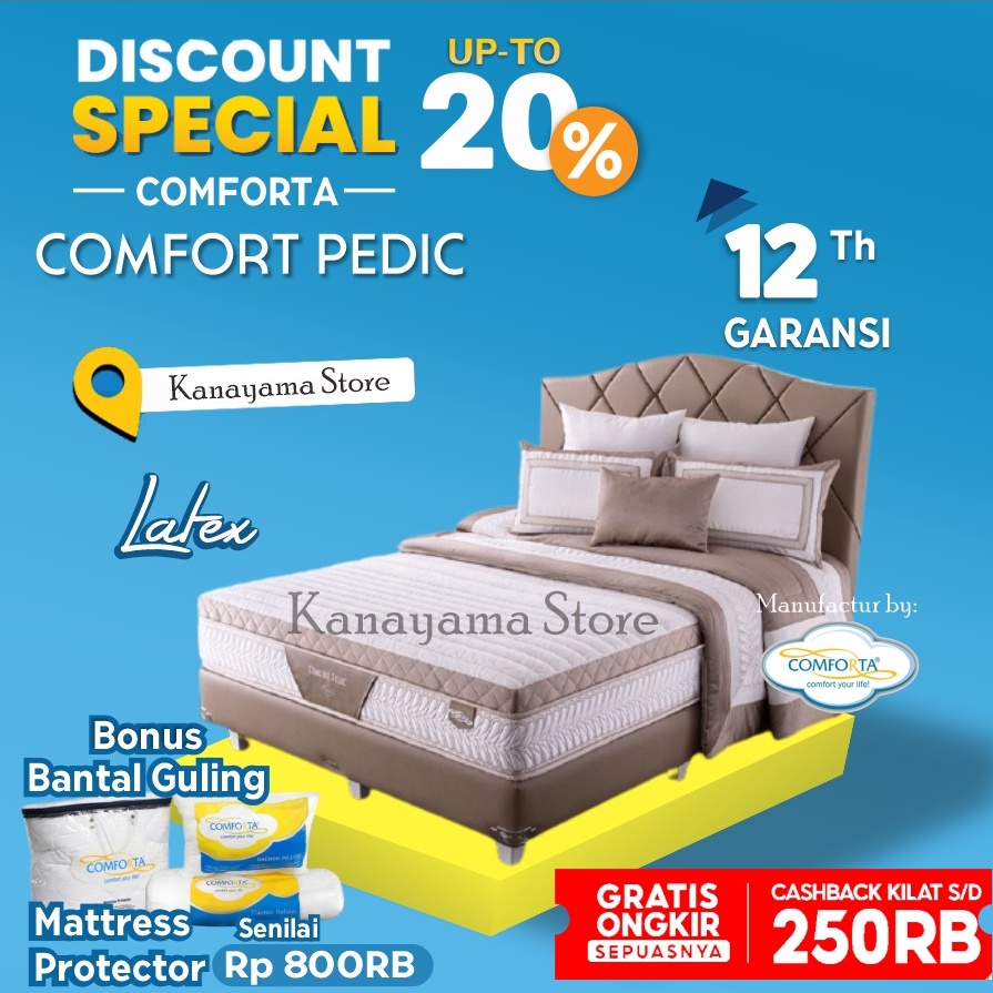 Comforta Full Bed Set Kasur Spring Bed Comfort Pedic 160 180 120 x 200 - 100x200