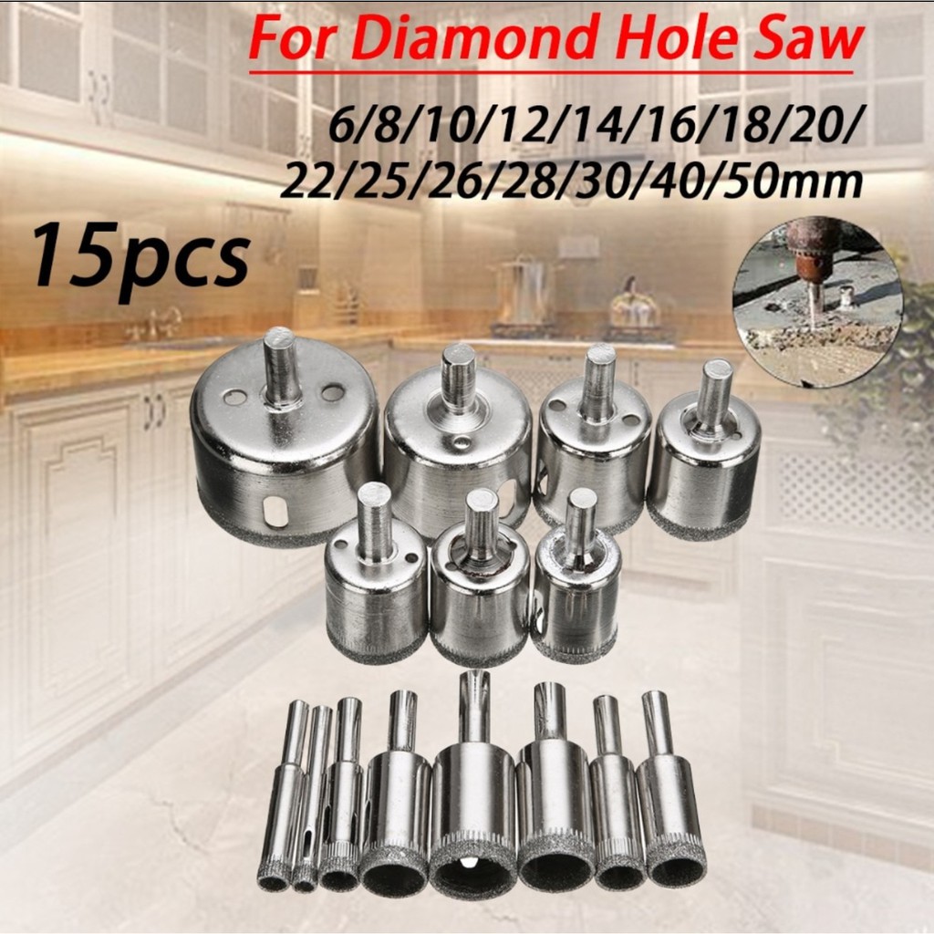 [BEST QUALITY] Mata Bor Diamond Coated Hole Saw Drill Bit 15pcs