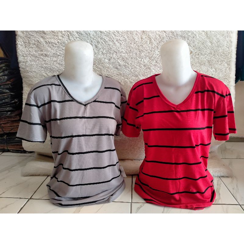 Kaos Wanita Salur Lengan Pendek Eles Premium