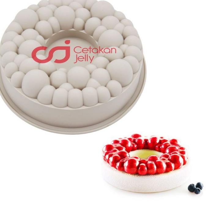 иiedrogi CJ Cetakan Silikon Cake Kue Bolu Puding Jelly Agar Round Bubble Pan ஆஆ