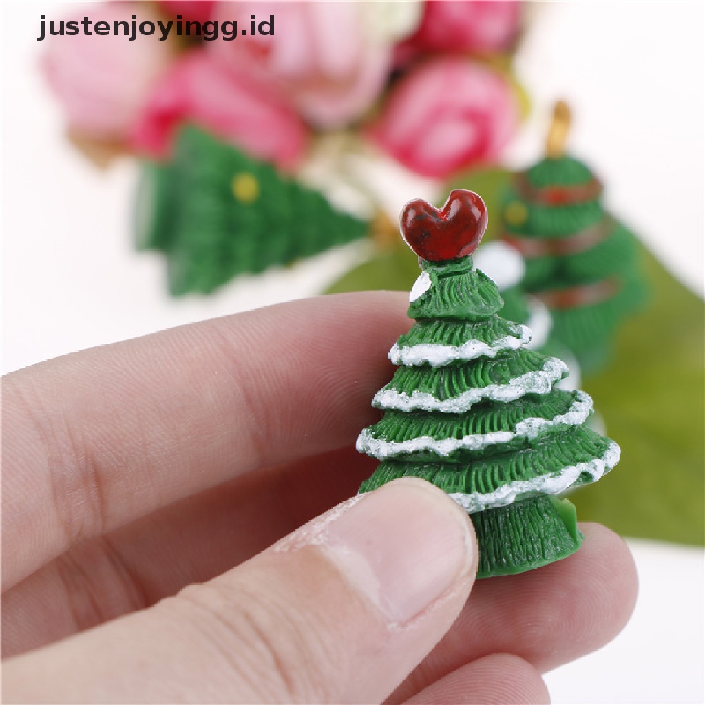 // justenjoyingg.id // 2pcs Christmas Tree Miniature Figurine Dollhouse Garden Decor Micro Landscape ~