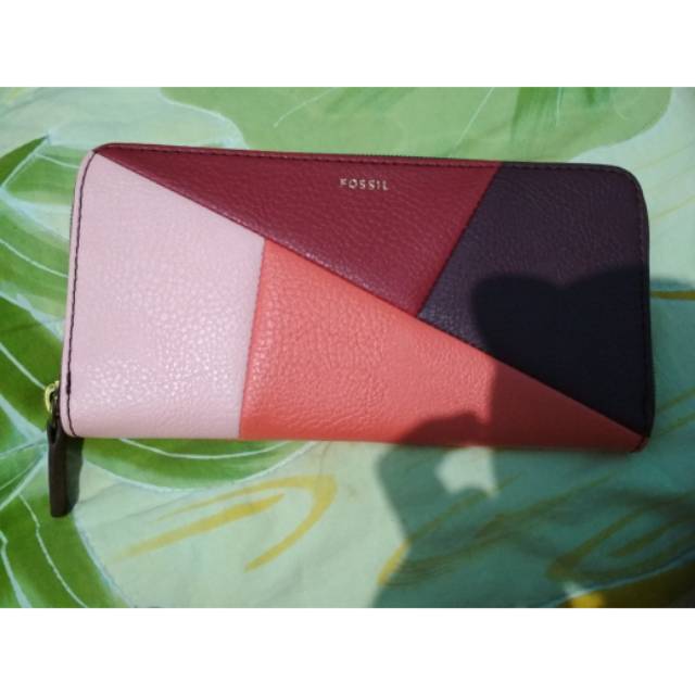 Dompet Wanita ORI FOSSIL jayda multi red long zip wallet