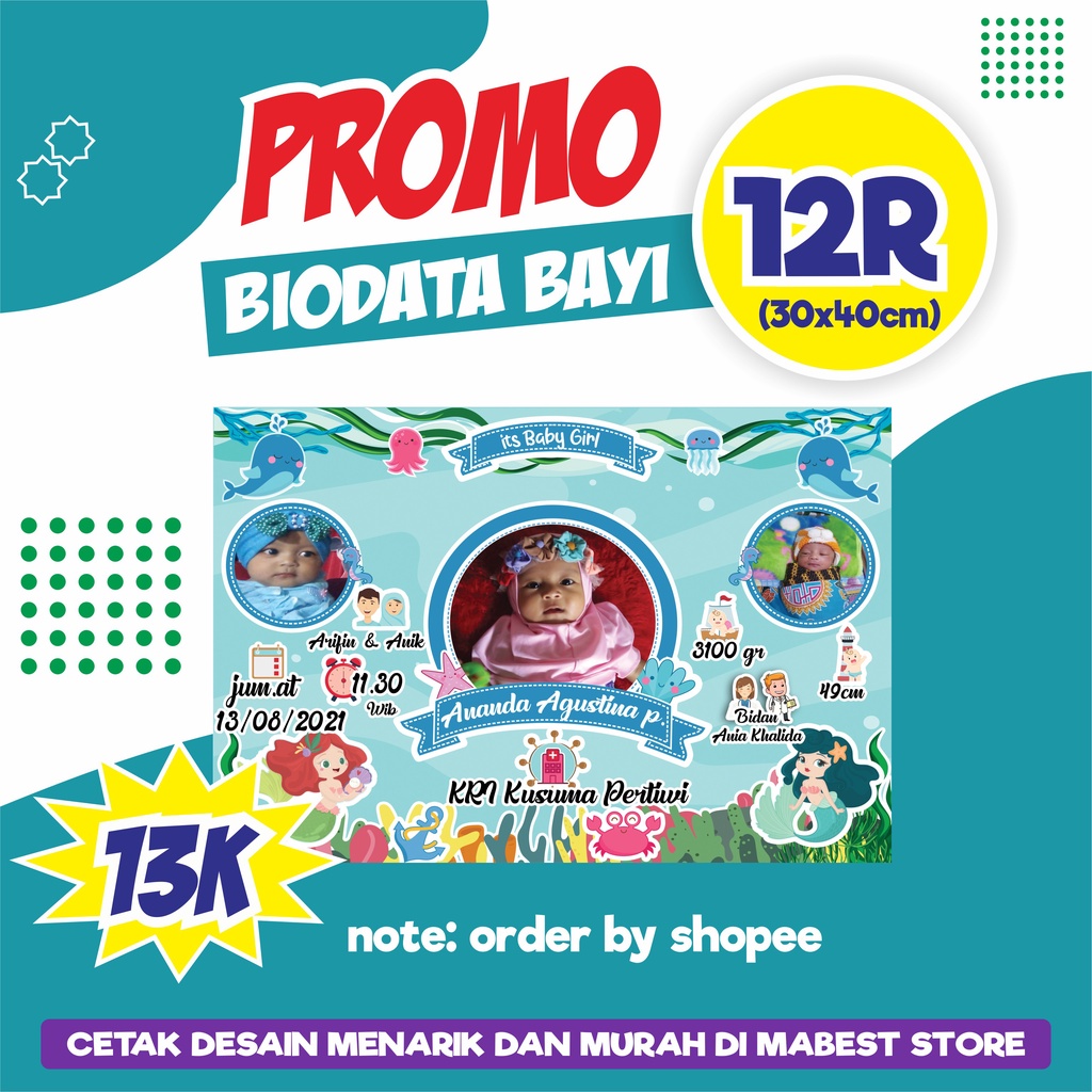 PROMO cetak biodata bayi 10R/10Rs/12R