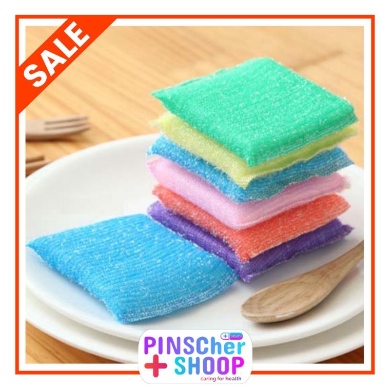 Spons Cuci Piring Warna Warni Spon Sponge Sabut Jaring Alat Dishwashing Dapur Masak Busa Serbaguna