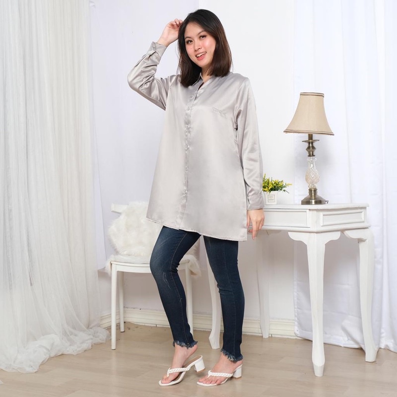 KEMEJA SATIN IMPOR/KEMEJA TANGGAN PANJANG/KEMEJA WANITA