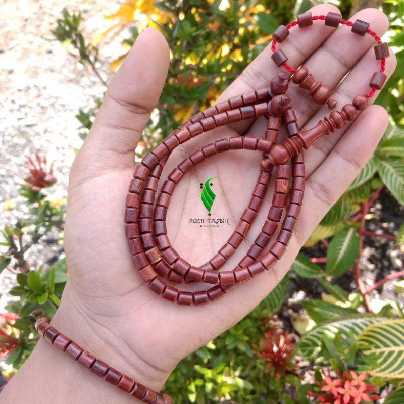 Gelang Dan Tasbih Kayu Nagasari Asli Size 6mm Motif Tabung, Tasbih 99 Butir, Kayu Langka Bertuah Nusantara