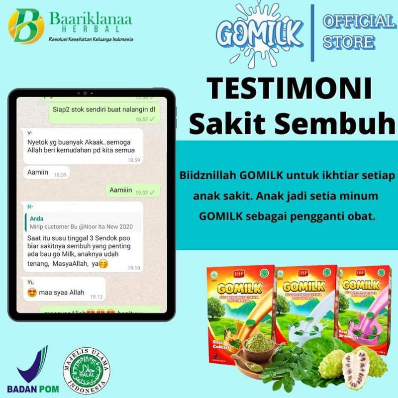 GOMILK SACHET / GOMILK SUSU KAMBING ETAWA plus Herbal daun kelor