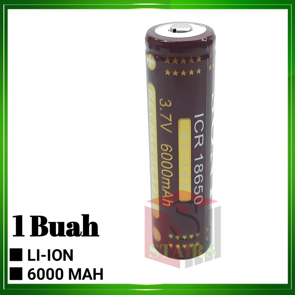 Baterai 18650 Charger Li-ION 3.7V - 6000mAh Warna Coklat 1 Buah