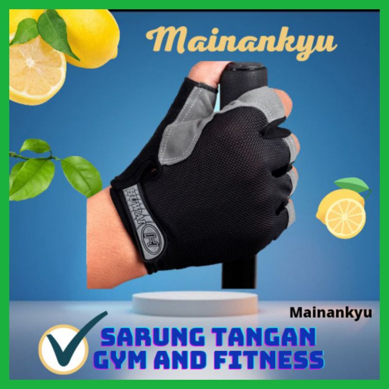 (MAINANKYU) Huwai Sarung Tangan Half Finger Sepeda Gym Size m - Black