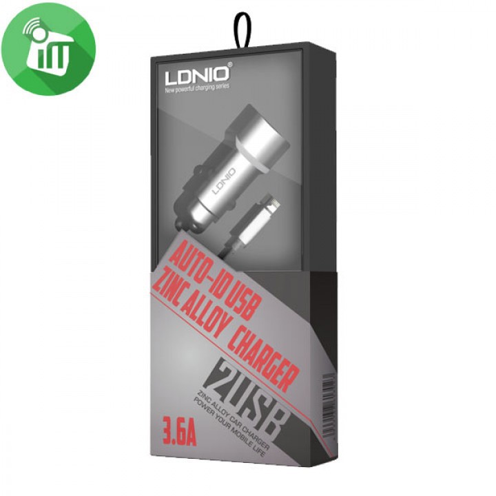 LDNIO C302 - Zinc Alloy 3.6A 2-Port USB Car Charger